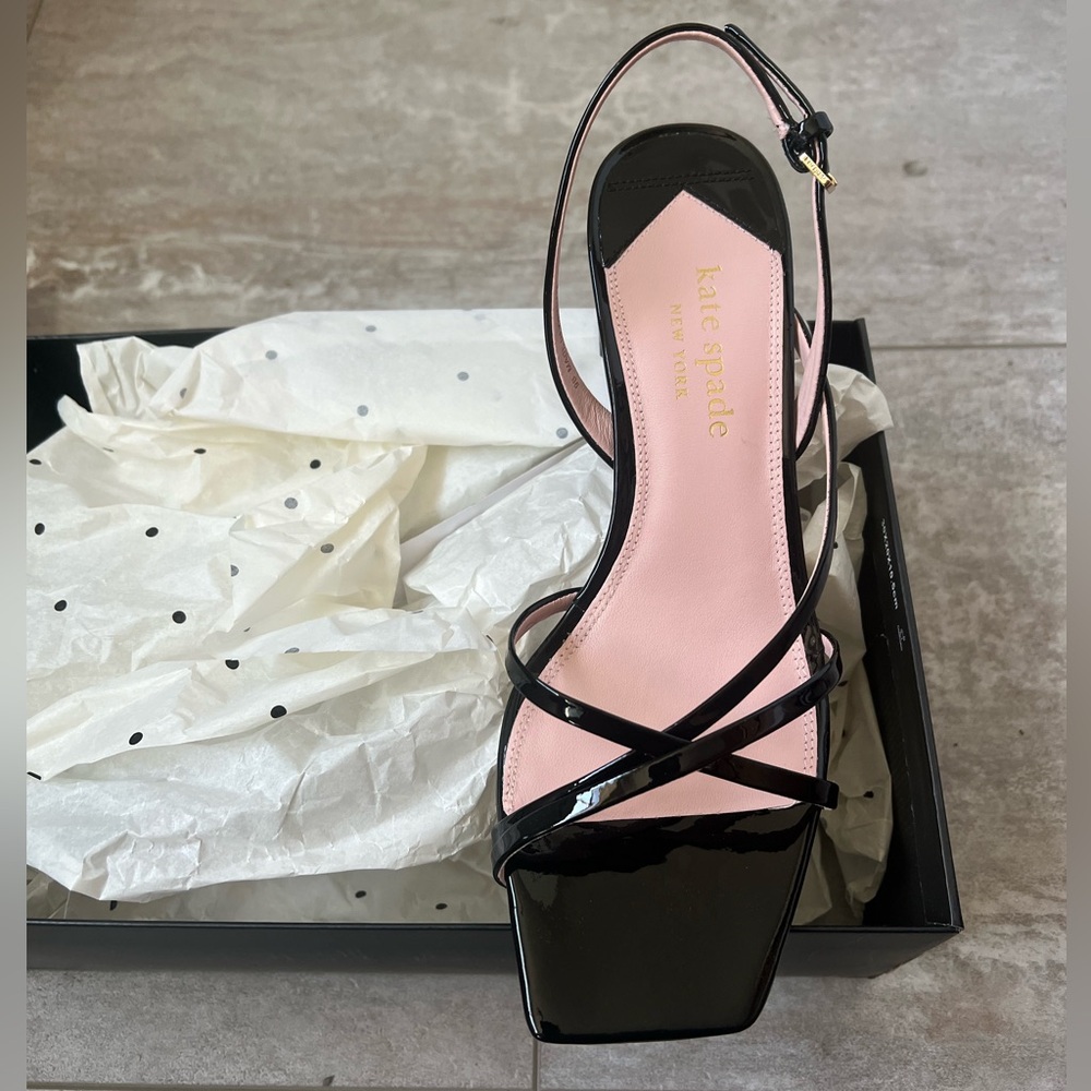 Kate Spade Black Patent Heeled Sandals